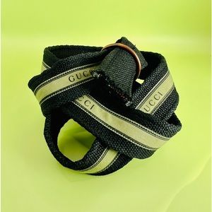 Gucci ribbon belt, black and military green, adjustable.  Authentic ribbon